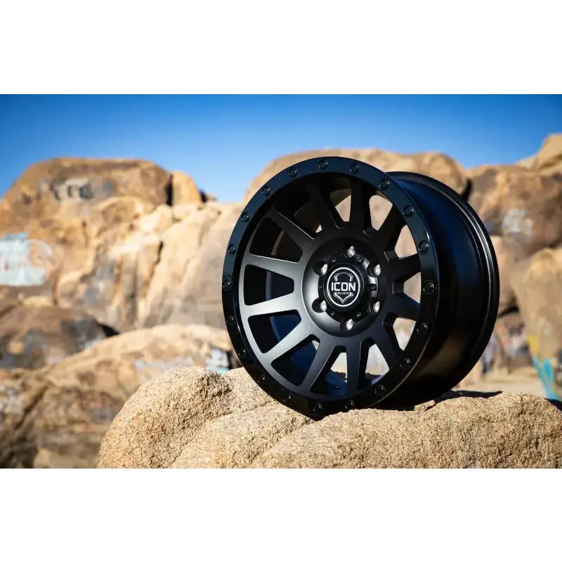 Black off-road wheel 18x9 compression for ICON RV parts & accessories, double black finish