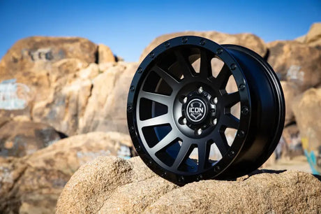 Black off-road wheel 18x9 compression for ICON RV parts & accessories, double black finish