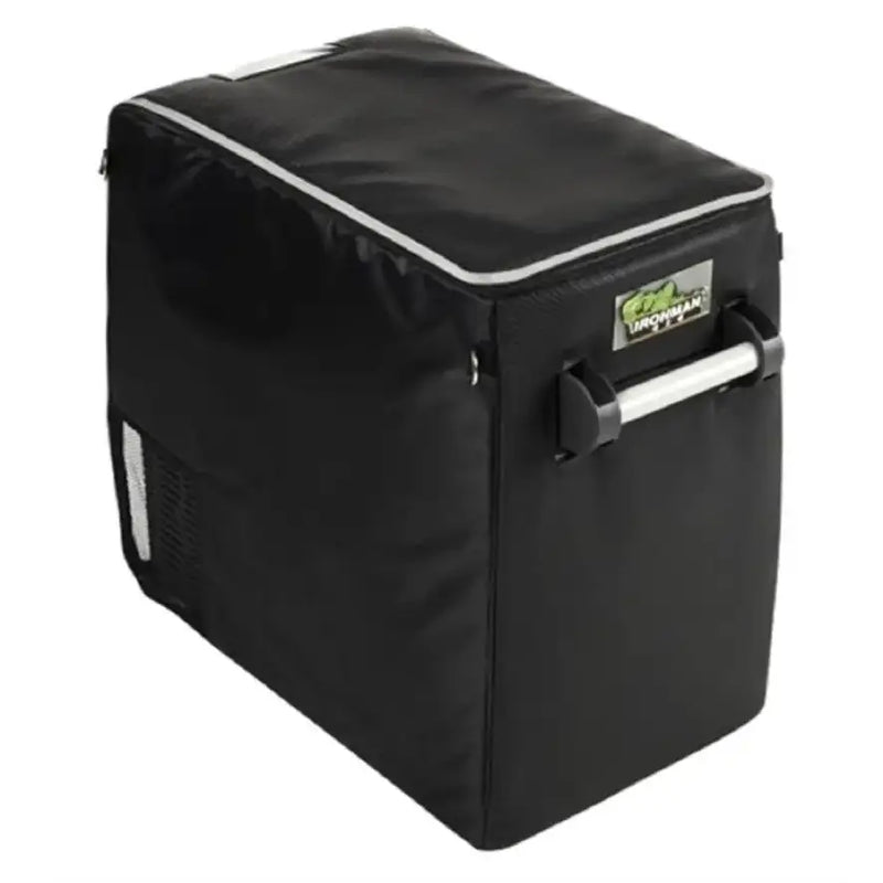 Black portable cooler showing the IFRIDGE50 BAG Ironman 4X4 50L Fridge Bag in action