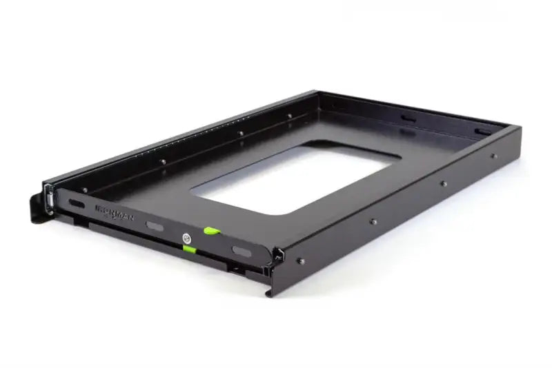 Black metal fridge slide for IFRIDGESLIDE012 Ironman 4X4 fridge model, sturdy and durable