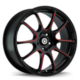 Konig IL7751440R Konig Illusion 17x7 5x114.3 ET40 Black/Ball Cut Red