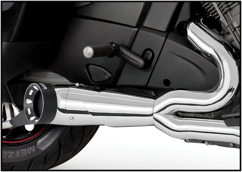 IN00269 2 1 Turnout Slash Cut Chrome W/Blk Tip `20 Up Challenger - 2-1 Exhaust
