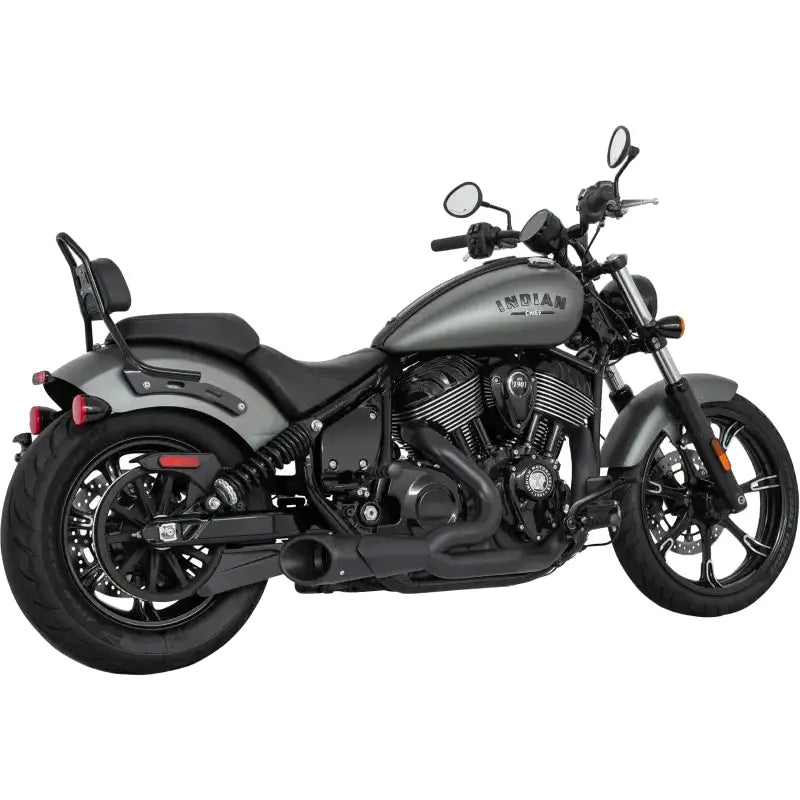 Charcoal gray Indian Chief Dark Horse motorcycle with IN00406 Shorty 2 1 4.5 combat end cap