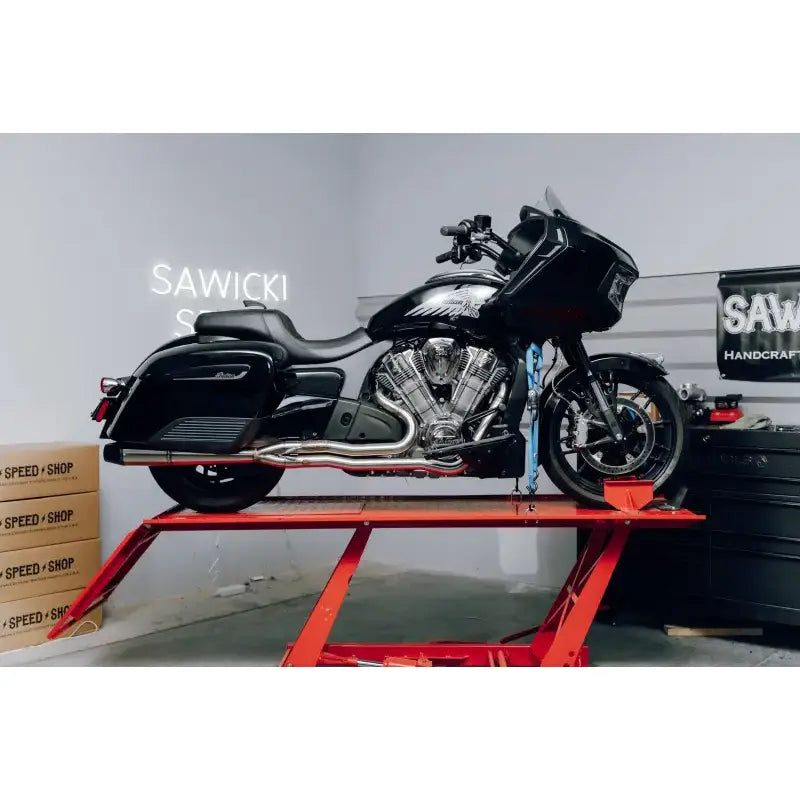 Indian Challenger Full Length Brushed Ss W/ Blk End Cap 