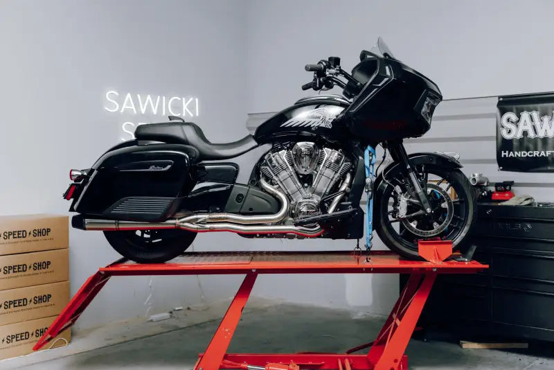 Indian Challenger Full Length Brushed Ss W/ Blk End Cap 