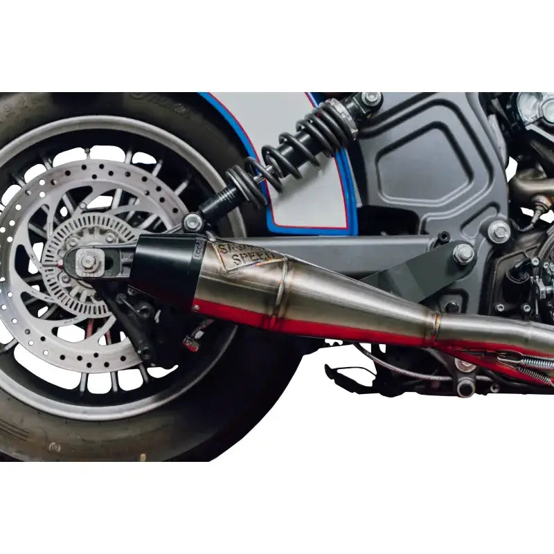 Indian Scout Full Length Brushed Ss W/ Blk End Cap 