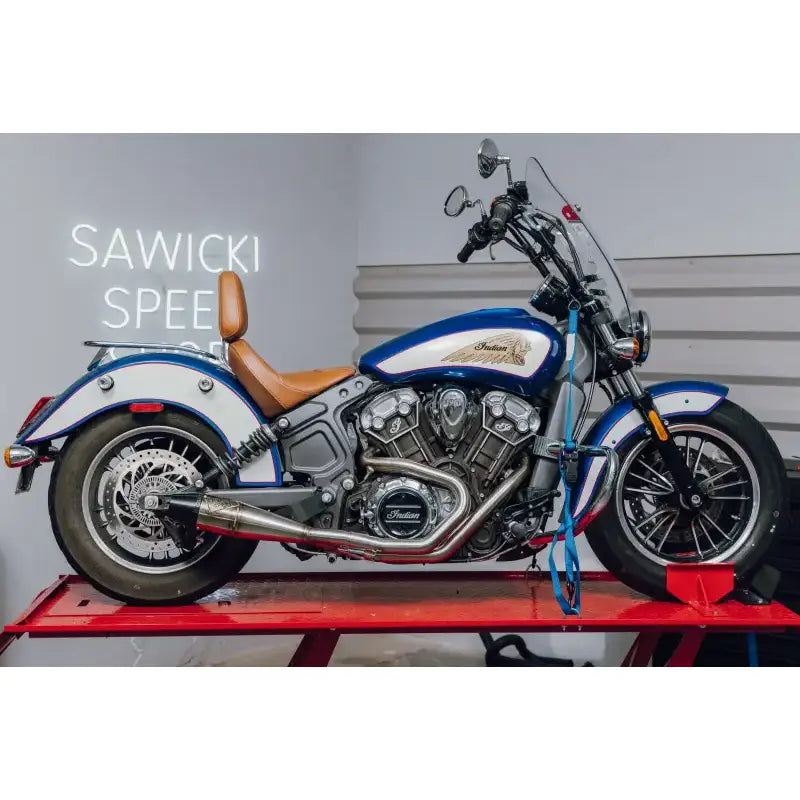 Indian Scout Full Length Brushed Ss W/ Blk End Cap 