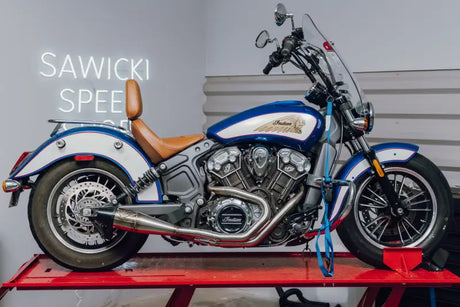 Indian Scout Full Length Brushed Ss W/ Blk End Cap 
