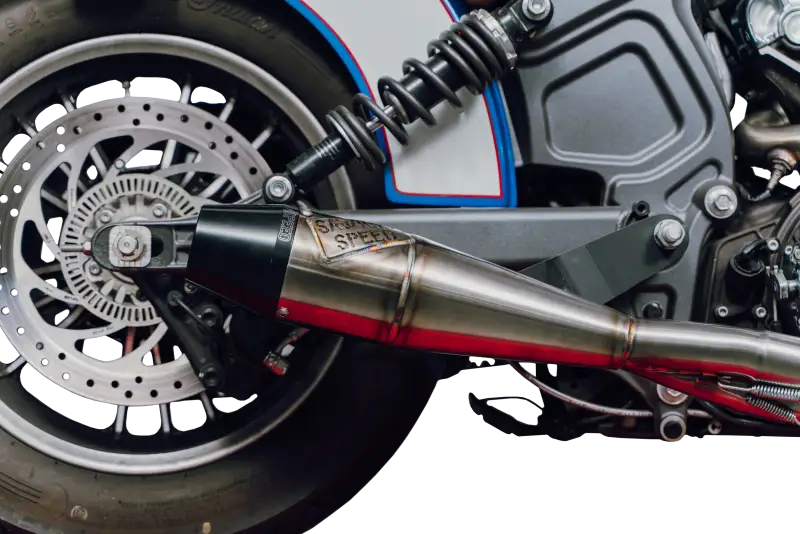 Indian Scout Full Length Brushed Ss W/ Blk End Cap 