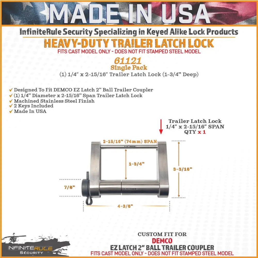 Infiniterule 61121-S Trailer Hitch Lock