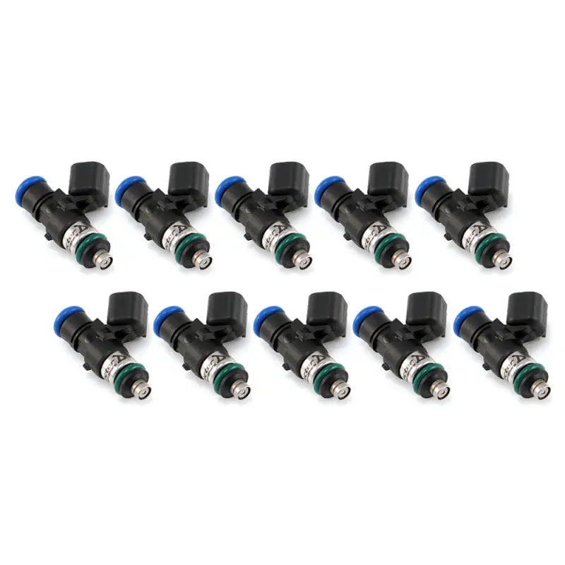 Injector Dynamics 2600-XDS injectors set with black bodies, blue tops, green seals