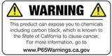California Proposition 65 warning label on Injen Scion tC 60mm axle-back exhaust with rolled lip