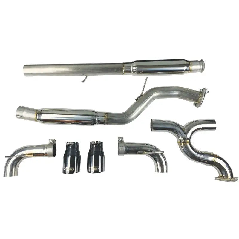 Shiny stainless steel exhaust with black chrome tips for Ford Focus RS 16-18