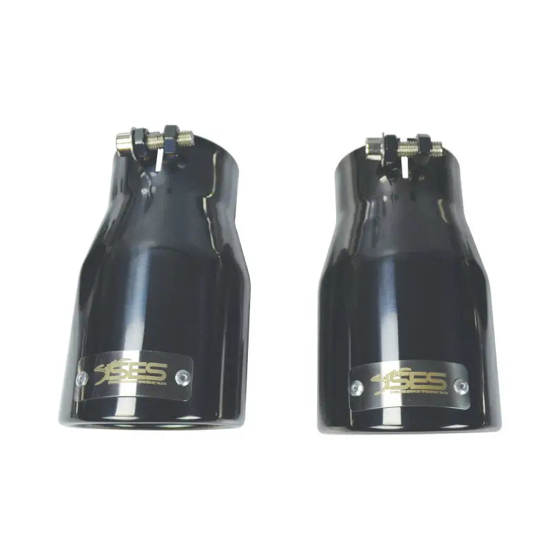 Pair of black chrome tips on Injen cat-back exhaust for Ford Focus RS 2016-2018