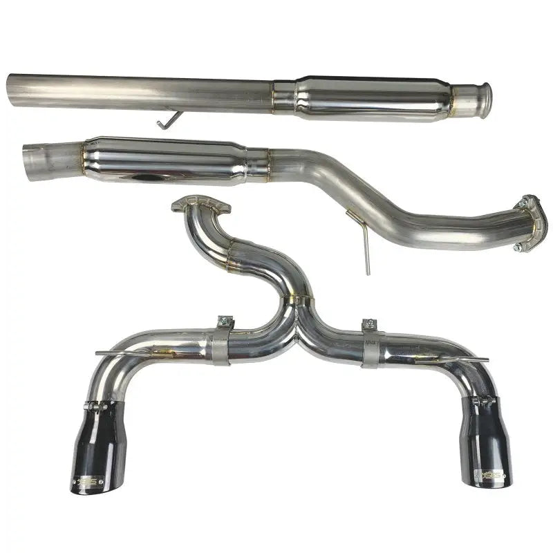 Shiny stainless steel exhaust with black chrome tips for Ford Focus RS 16-18