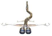 Shiny blue-tipped dual exhaust for Honda Civic hatchback in the Injen exhaust system