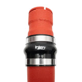 Red and black turbo diesel intercooler piping with metal clamps for Ford Super Duty V8-6