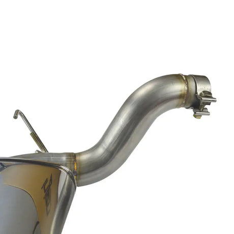 Shiny metal exhaust pipe on Jeep Wrangler with high tuck axle for sleek look