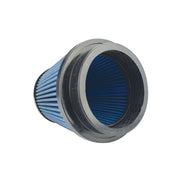 Injen NanoWeb Dry Air Filter with blue pleated material, black flange, and high-flow base media.