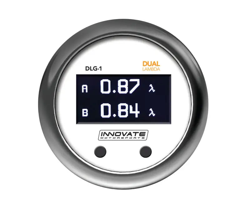 Innovate DLG-1 Dual Lambda O2 Gauge Kit, 52mm gauge displaying data for two Wideband O2 sensors, ideal for V and Boxer engines, compatible with MTS enabled devices, perfect for RV, Automotive, Powersports, off-road, marine, and truck accessories, Truck & Automotive, AVADA - Best Sellers