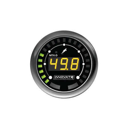 Round digital gauge from Innovate MTX-D Fuel Pressure Gauge 0-145psi display