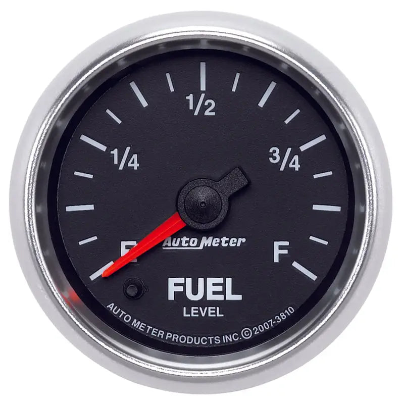Fuel level gauge with red needle on innovate sensor cable for accurate readings