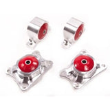 Four silver and red billet rear diff mounts for Honda S2000 with 75A bushings