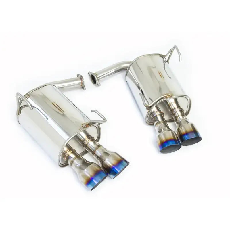Shiny metal Subaru STI quad tip single layer titanium burnout exhaust system
