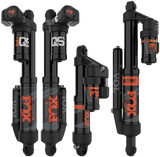 Four Fox Racing Shox mountain bike rear shocks with black bodies and orange branding for Iqs Shock Kit Pol 1.5 Float 3 Iqs Lw