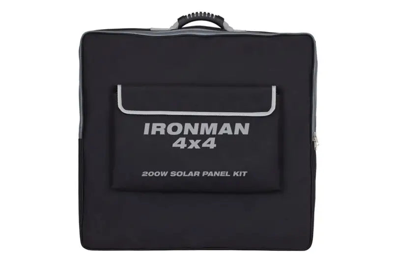 Ironman 4x4 iSolar200 portable solar panel kit, 200W black and gray with handle
