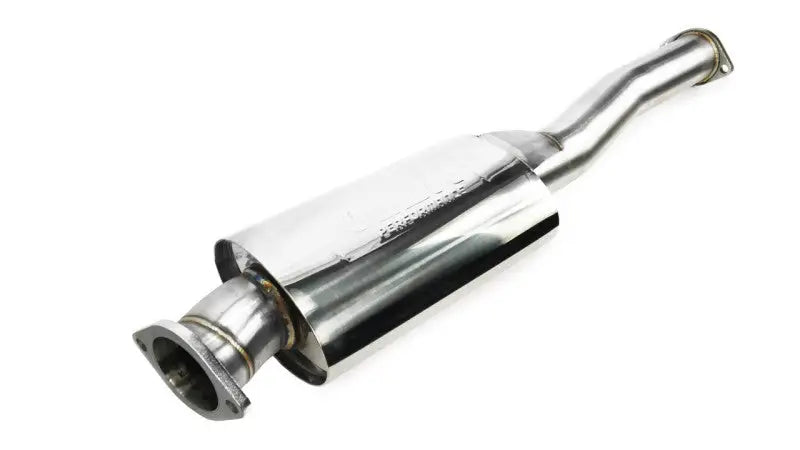Shiny metal car muffler from ISR Performance GT Single Exhaust for Infiniti G35 Sedan