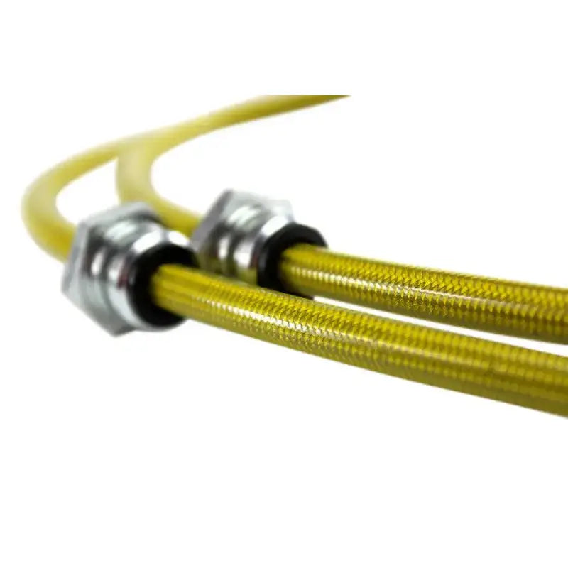 ISR Performance Stainless Steel Front Brake Lines for Nissan 240sx and 300zx Z32 Conversion, close-up view.