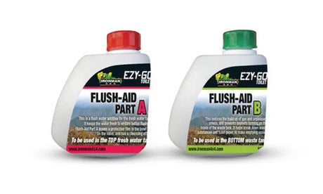 Two bottles of Itoileta+B Ironman 4X4 flush aid for toilet cleaning and maintenance