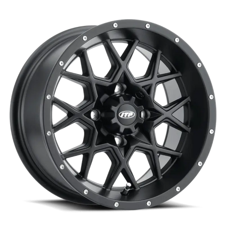 ITP Hurricane 12x7 / 4x110 BP / 5+2 Offset Matte Black Wheel - ITP