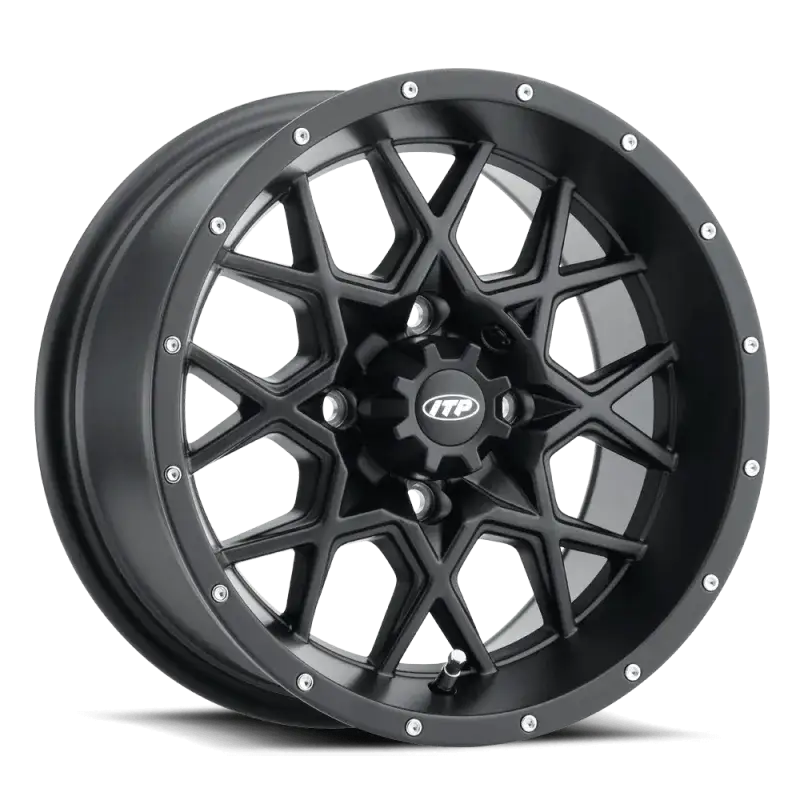 ITP Hurricane 12x7 / 4x137 BP / 5+2 Offset Matte Black Wheel - RV and Auto Parts