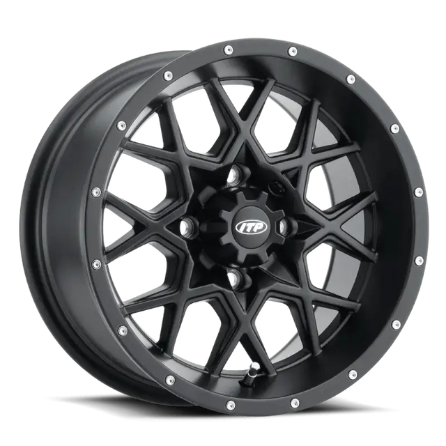 ITP Hurricane 14x7 / 4x110 BP / 2+5 Offset Matte Black Wheel - RV and Auto Parts