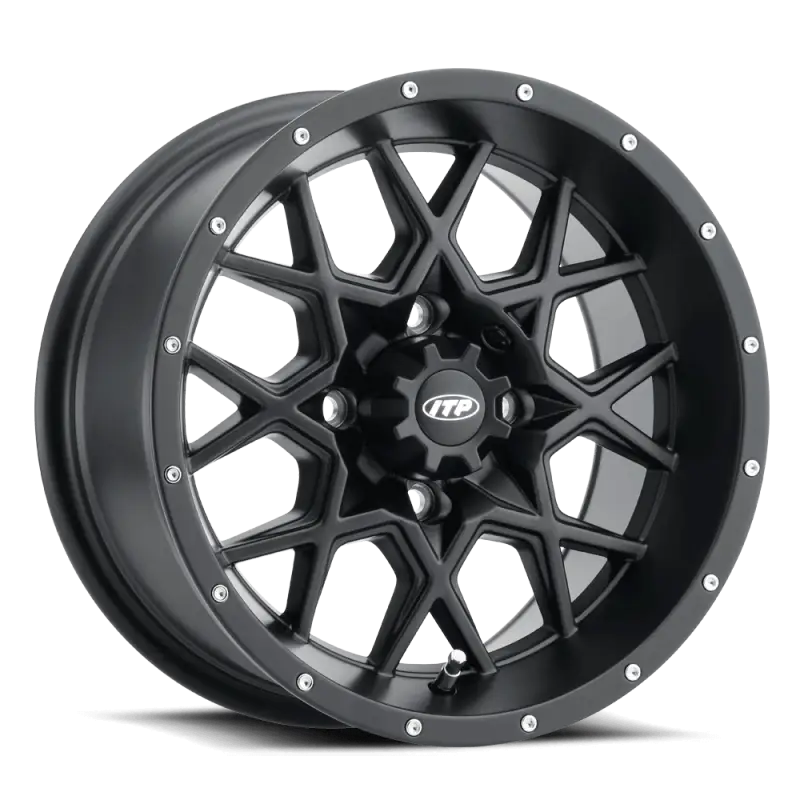 ITP Hurricane 14x7 / 4x156 BP / 4+3 Offset Matte Black Wheel - ITP