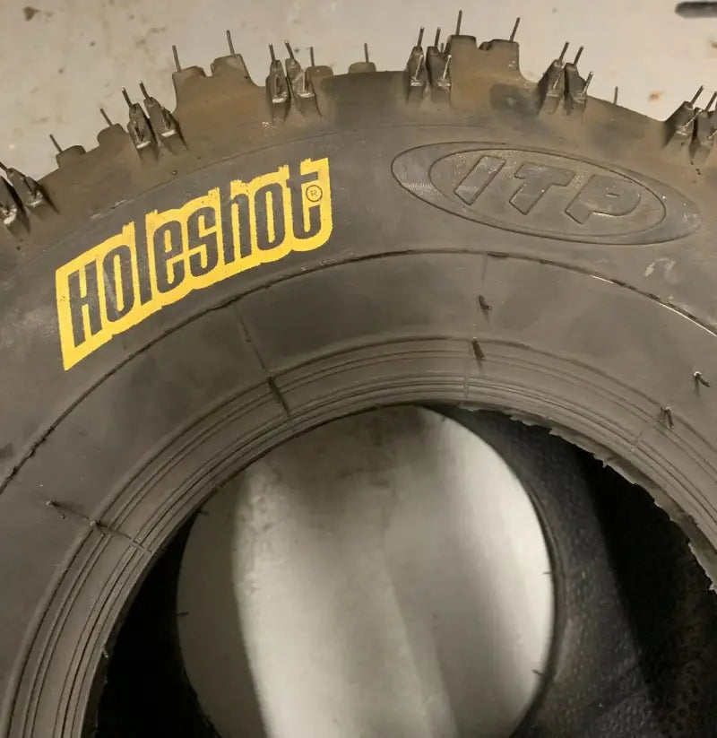 ATV tire with knobby tread from ITP Tires Holeshot MXR6 series for off-road fun