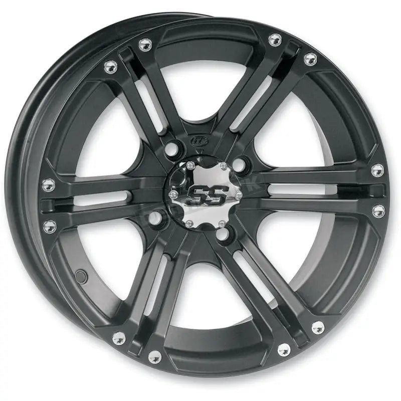 Black alloy wheel with silver accents for ITP Tires SS Alloy 212 bolt pattern