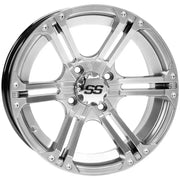 Silver six-spoke wheel for ITP Tires SS Alloy Machined Black alloy wheels