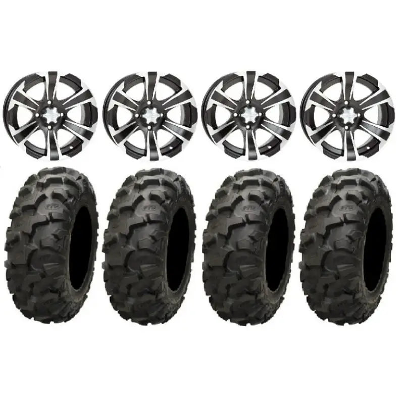 Four off-road ITP Tires SS Alloy 312 rims in Machined Black for rugged style