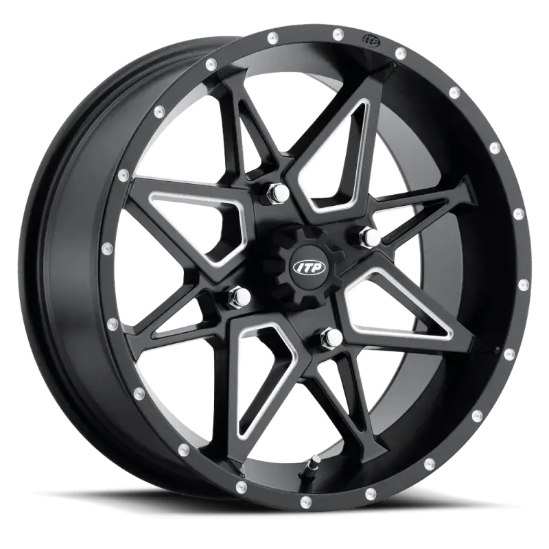 ITP Tornado 15X7 / 4x136 BP / 5+2 Offset Matte Black w/ Milled Accents Wheel - RV and Auto Parts