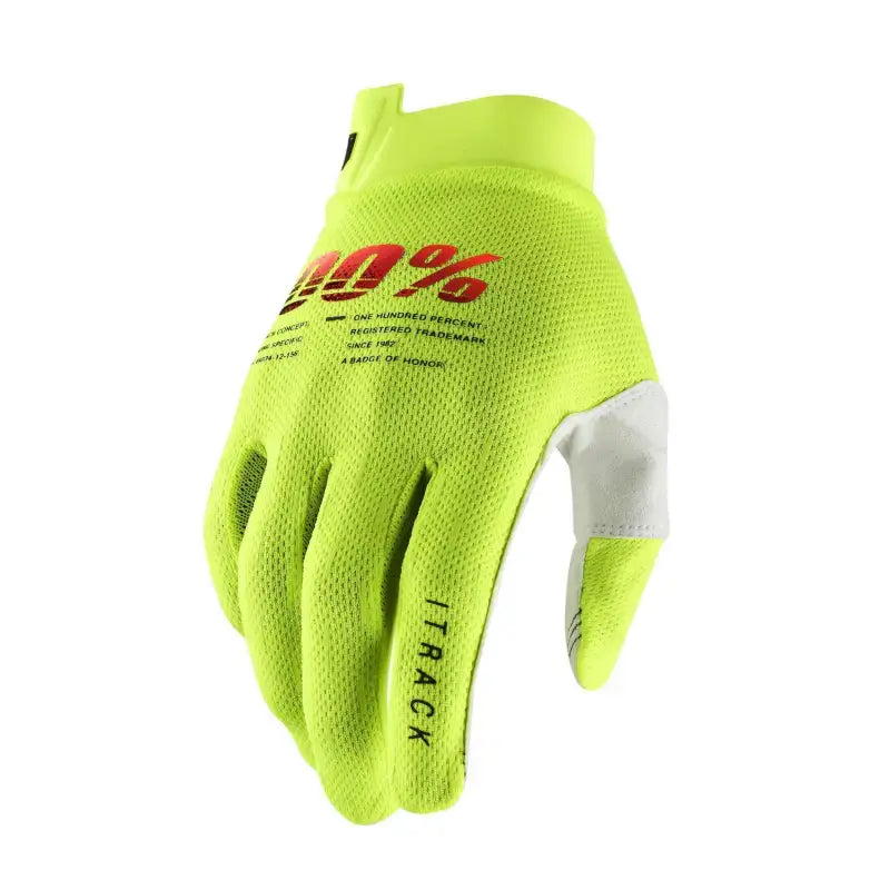 100% Itrack Gloves Fluo Yellow Sm