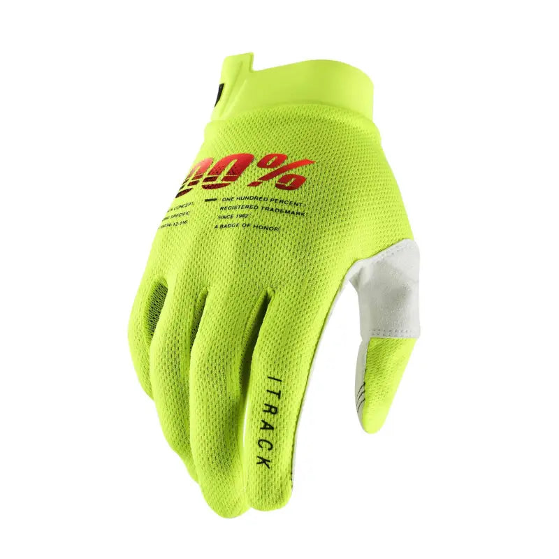 100% Itrack Gloves Fluo Yellow Sm