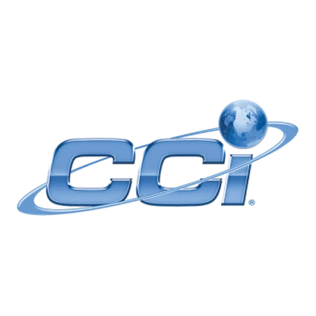 CCI logo with a globe and swoosh design in blue.