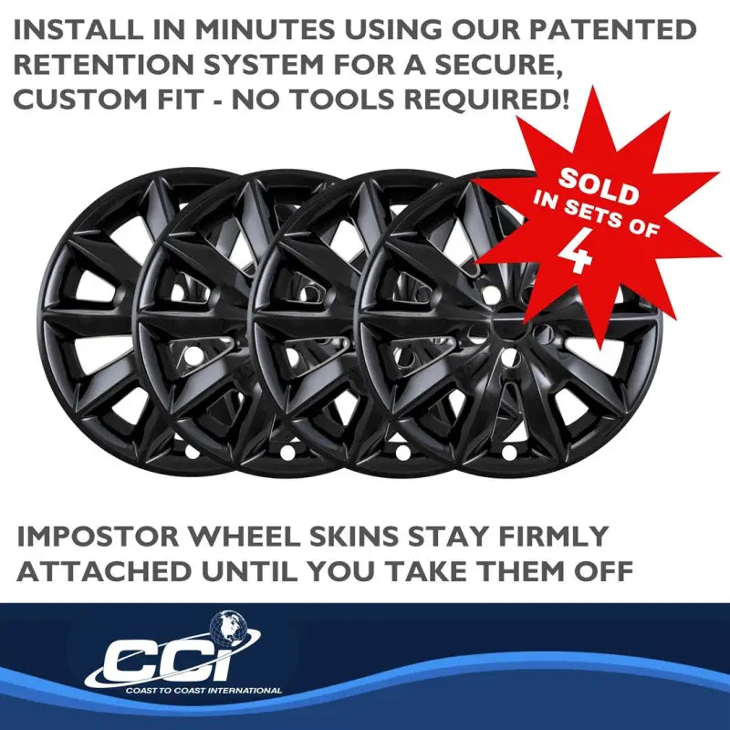 CCI Coast2Coast IWCIMP481BLK 17-inch 10-spoke chrome gloss black wheel skins set of 4 for 14-18 models.