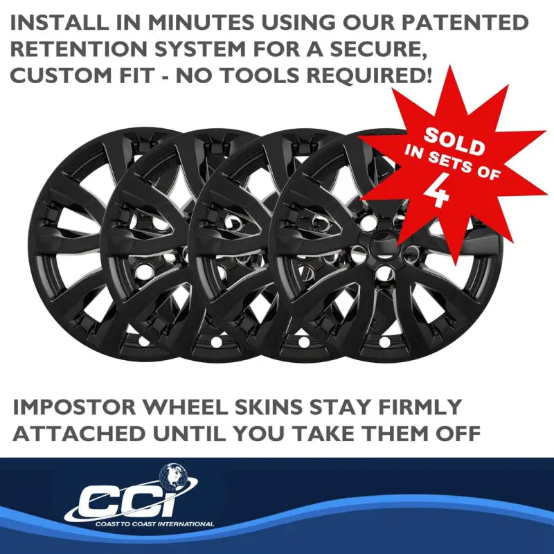 IWCIMP489BLK Coast2Coast WS 20-22 Rogue Sport Gloss Black 16" 5 Spoke wheel skins, sold in sets of 4 by Coast to Coast International (CCI). Features easy installation with no tools required.