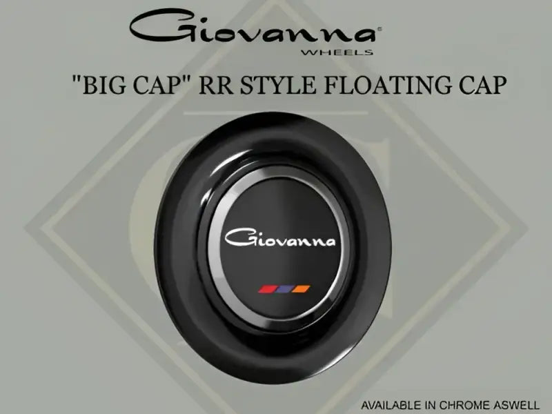 Giovanna Wheels "Big Cap" RR Style Floating Cap in black finish, available in chrome variant.