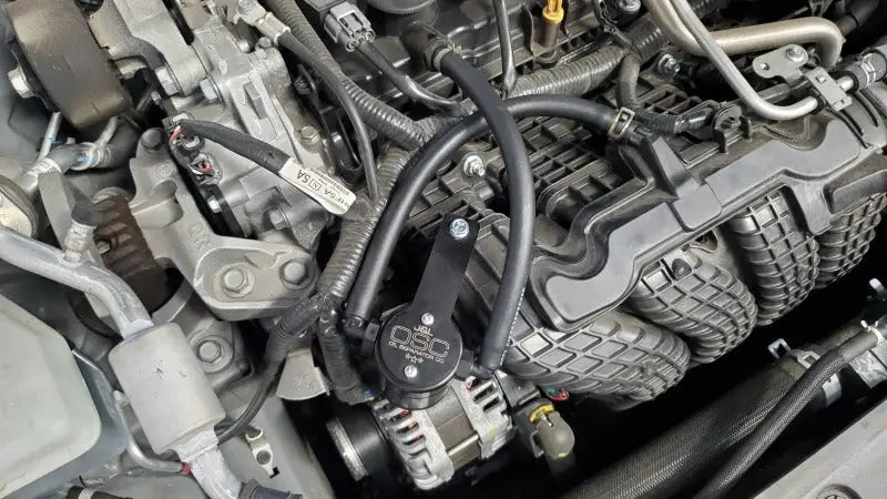 Car engine with black anodized oil separator for Nissan Altima 2.5L on passenger side