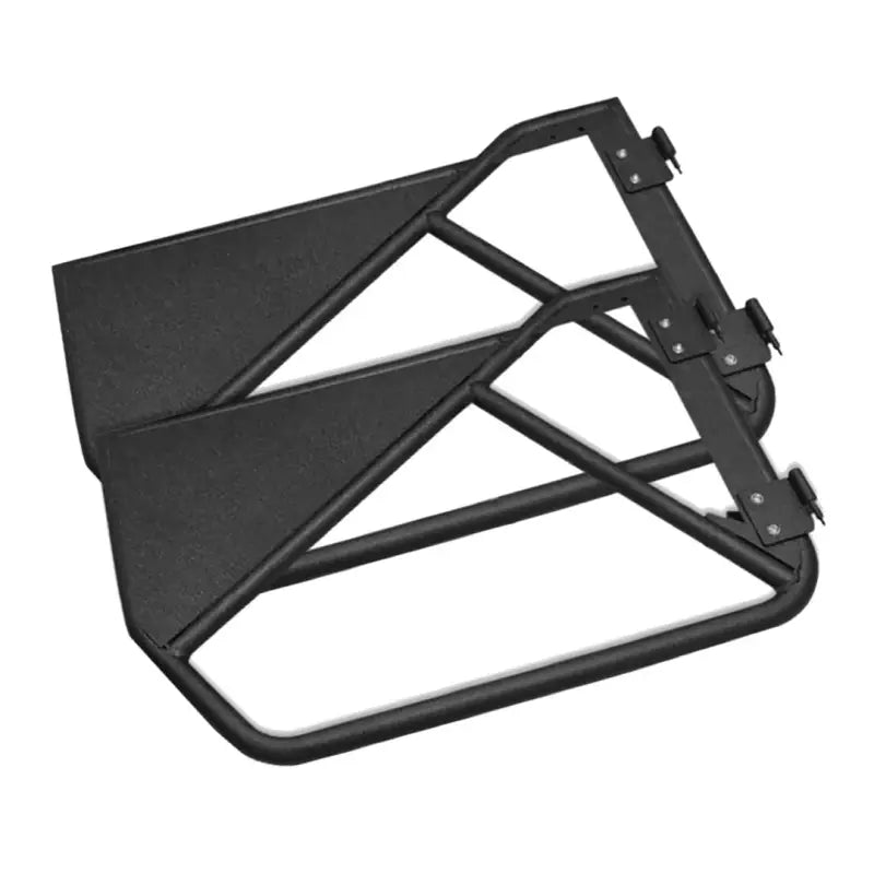 Black metal door frames from J051FD Trailfx Jeep Front Tubular Door Set for rugged style